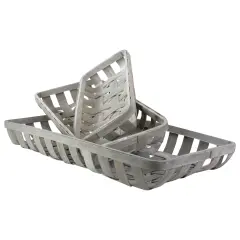 Raz Set of 3 White Washed Rectangular Woven Baskets 32.75"