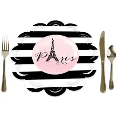 Big Dot of Happiness Paris, Ooh La La - Paris Themed Baby Shower or Birthday Party Round Table Decorations - Paper Chargers - Place Setting For 12