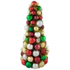 Northlight Shatterproof Ball Christmas Cone Tree with Tinsel - 15.75" - Multicolor