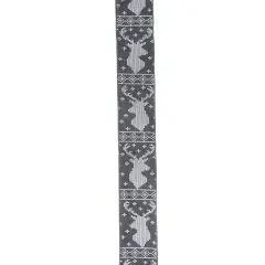 Northlight Gray and White Nordic Reindeer Christmas Wired Craft Ribbon 2.5" x 16 Yards