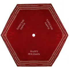 Season's Designs 56" Red and White 'Happy Holidays' Christmas Tree Skirt with Striped Trim
