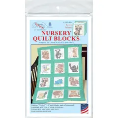 Jack Dempsey Stamped White Nursery Quilt Blocks 9"X9" 12/Pkg-Forest Friends