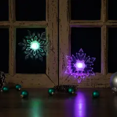 Northlight LED Lighted Icy Crystal Snowflake Christmas Window Decorations - 5.5" - Set of 2 Clear