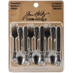Idea-Ology Metal Adornments 2.5" 9/Pkg-Antique Nickel Silverware