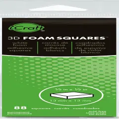 iCraft 3D Foam Squares 88/Pkg-White .5"