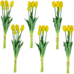 Northlight Real Touch&trade; Yellow Artificial Tulip Floral Bundles, Set of 6 - 18"