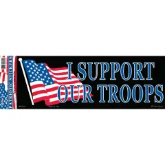 I Support Our Troops American Flag Bumper Sticker 3-1/4"X9"