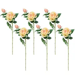 Northlight Real Touch&trade; Cream and Pink Artificial Rose Stems, Set of 6 - 26" Ivory