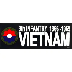 9th Infantry 1966-1969 Vietnam Bumper Sticker 3-1/4"X9"