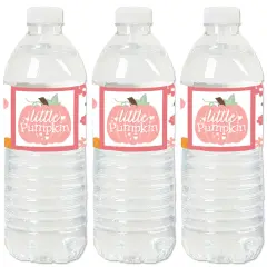 Big Dot of Happiness Girl Little Pumpkin - Fall Birthday Party or Baby Shower Water Bottle Sticker Labels - Set of 20