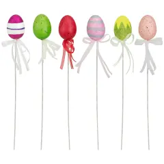 Northlight Set of 6 Colorful Speckled and Glittered Easter Egg Picks, 14.5" Pink