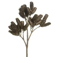 Allstate Glittered Pine Cone Artificial Christmas Spray - 19" - Brown