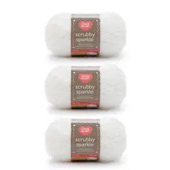 Red Heart Scrubby Sparkle Marshmallow Yarn - 3 Pack of 85g/3oz - Polyester - 4 Medium (Worsted) - 174 Yards - Knitting/Crochet