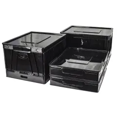 Folding Storage Cube with Lid, Black (Case of 4)
