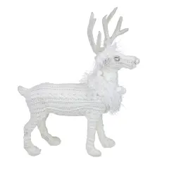 Northlight Cable Knit Sweater Standing Reindeer Christmas Figure - 13.5" - White