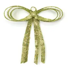 Melrose Glitter Drenched Christmas Bow Decoration - 16" - Gold and Green