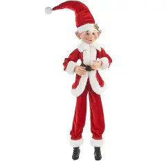 Raz 30" Red and White Christmas Posable Elf