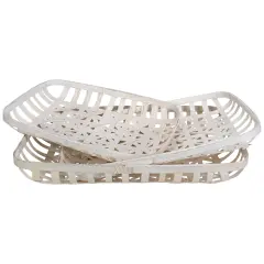 Northlight Rectangular Lattice Tobacco Baskets - White - Set of 3