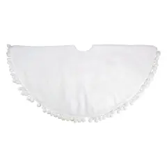 Northlight 48" White Christmas Tree Skirt With a Pom Pom Border