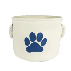 DII Polyester Pet Bin Paw Off White Round Small