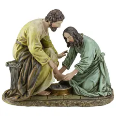 Roman Joseph's Studio Jesus Washing Feet Figure - 8" Brown