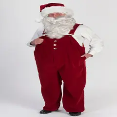 The Costume Center 7-piece Burgundy Velvet Overall Santa Claus Christmas Suit - Adult Size XXXL Red