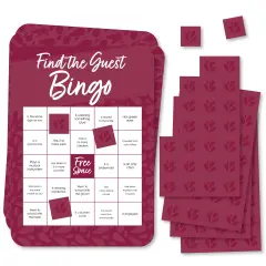 Big Dot of Happiness Burgundy Elegantly Simple - Find the Guest Bingo Cards and Markers - Wedding & Bridal Shower Bingo GameSet of 18