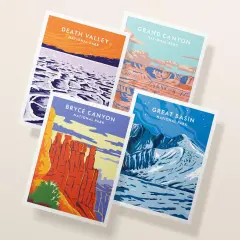 National Park Greeting Cards | Set 2 | Vintage USA Parks with Envelopes | Gift for Nature Lovers | Blank Inside | 100% Recycled Paper