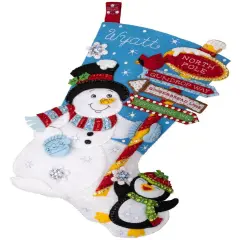 Bucilla Felt Stocking Applique Kit 18" Long-Destination North Pole