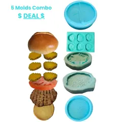 Deconstructed Burger Silicone 5 Mold Combo | Realistic Food Shape For Soap Embeds | Candle Embeds | Wax Melts Silicone Mold| Not Food Grade