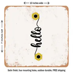 DECORATIVE METAL SIGN - Hello - 5 - Vintage Rusty Look