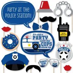 Big Dot of Happiness Calling All Units - Police - Cop Birthday Party or Baby Shower Photo Booth Props Kit - 20 Count