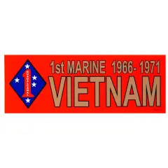 1st Marine 1966-1971 Vietnam Bumper Sticker 3-1/4"X9"