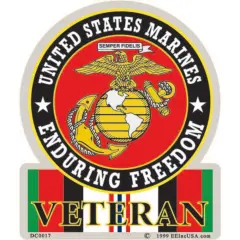 DC0017 U.S.M.C. Veteran Operation Enduring Freedom Badge Sticker (3.5''x4.125'')