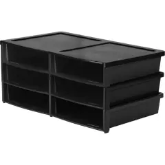 Quick Stack Literature Sorter, 6 Compartments, Black