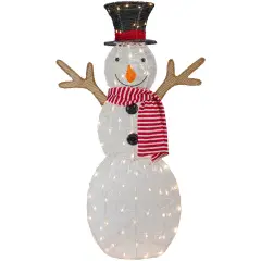 Northlight 48" LED Lighted Snowman with Top Hat and Red Scarf Outdoor Christmas Decoration White