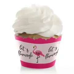 Big Dot of Happiness Pink Flamingo - Tropical Summer Decorations - Party Cupcake Wrappers - Set of 12