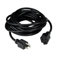 Northlight Three-Prong Outdoor Extension Power Cord with End Connector - 40' - Black