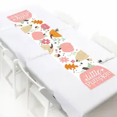 Big Dot of Happiness Girl Little Pumpkin - Petite Fall Birthday Party or Baby Shower Paper Table Runner - 12 x 60 inches