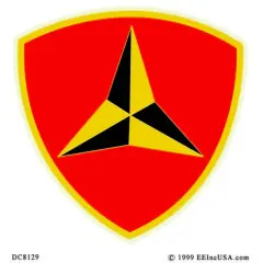 U.S.M.C. 3rd Marine Division Sticker 3-1/4"X3-1/2"