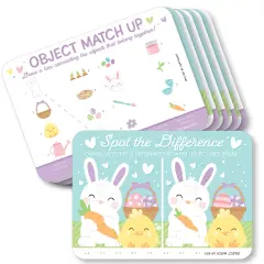 Big Dot of Happiness Spring Easter Bunny - 2-in-1 Happy Easter Party Cards - Activity Duo Games - Set of 20