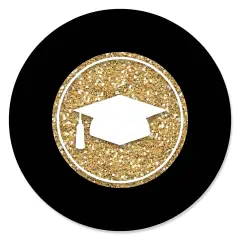 Big Dot of Happiness Gold Tassel Worth The Hassle - Graduation Party Circle Stickers - 24 Count