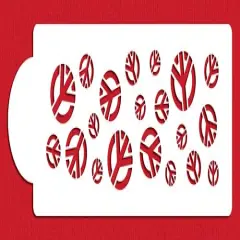 Peace Sign Cake Stencil Side | C484 by Designer Stencils | Cake Decorating Tools | Baking Stencils for Royal Icing, Airbrush, Dusting Powder | Reusable Plastic Food Grade Stencil for Cakes | Easy to Use & Clean Cake Stencil