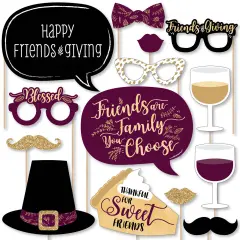 Big Dot of Happiness Elegant Thankful for Friends - Friendsgiving Thanksgiving Party Photo Booth Props Kit - 20 Count