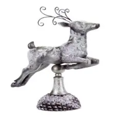 Diva At Home 17" Silver Snow Covered Right Facing Prancing Reindeer Christmas Tabletop Decoration