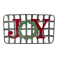 Northlight 24" Red and Green "JOY" Rustic Tobacco Basket Christmas Wall Decor Gray
