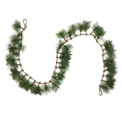 Napco Long Needle Pine and Rope Rustic Artificial Christmas Garland - 6' x 5" - Unlit Green