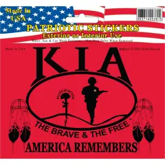 BM0323 Red KIA Native American "America Remembers" Sticker (3.5x5'')