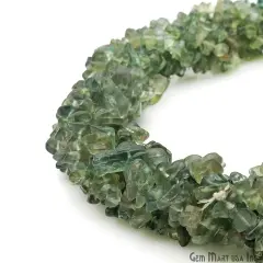 Green Apatite Chip Beads, 34 Inch, Natural Chip Strands, Drilled Strung Nugget Beads, 3-7mm, Polished, GemMartUSA (CHAG-70001)