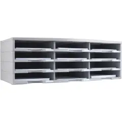 Storex 12-Compartment Literature Organizer/Document Sorter, Gray (Drop Ship Approved Packing) (replaces 61601U01C)